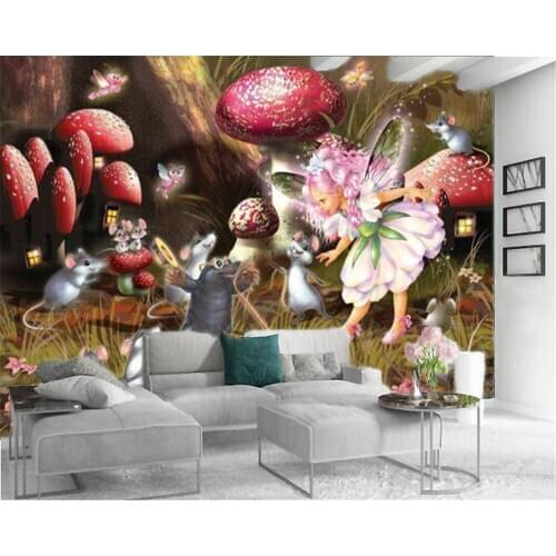 Custom Photo 3d Wallpaper A Group of Mouse Elves in the Red Mushroom Room Beautiful and Romantic Interior Decoration Wallpaper