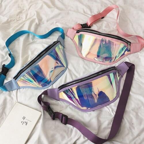 Casual Chest Bag Laser Shoulder Bags Women Transparent Female Leather Waist Belt Handbag Fashion Messenger Bag PVC Small Totes