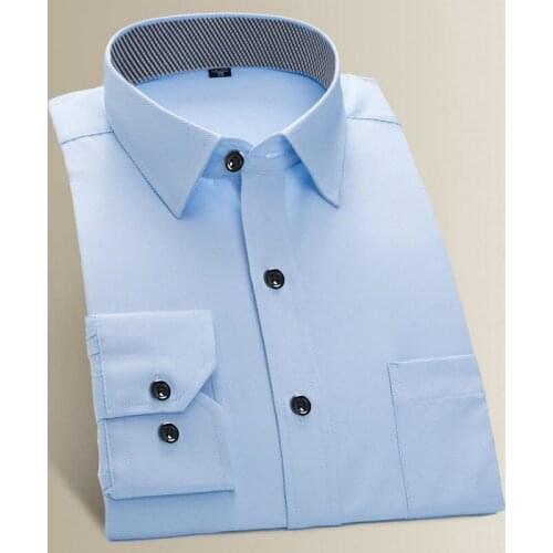 Plus Large Size 8XL 7XL 6XL Mens Twill Cotton Solid Long Sleeve White Blue Shirt Anti-wrinkle Men Business Formal Casual Shirts
