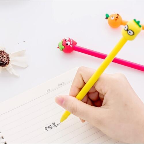 Jonvon Satone 12 Pcs Creative Cartoon Fruit Neutral Pen Office Study Black Signature Pen Korean Stationary Student Stationery