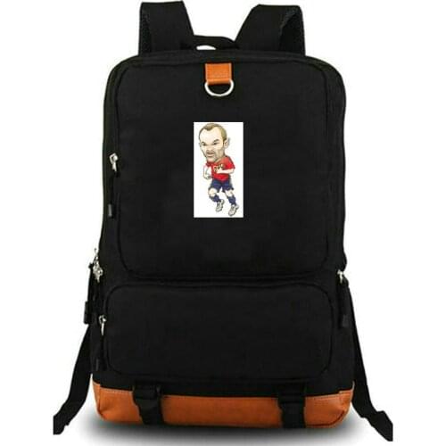 Andres Iniesta backpack Midfield player daypack Football style schoolbag Soccer rucksack Satchel school bag Laptop day pack