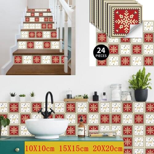 Nordic Self Adhesive Mosaic Tile Wall Sticker Waterproof Removable PVC Tiles Bathroom Kitchen Stairs Decor DIY Modern Art Mural