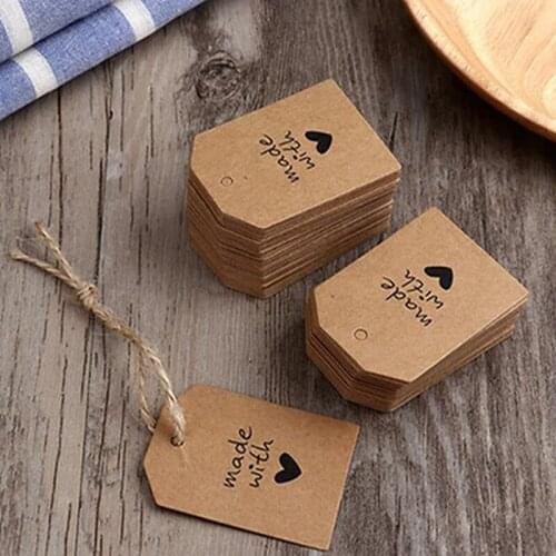 DIY Kraft Paper Gift Tag Handmade Blank Small Label 100pcs Wedding Gift Tag Cookie Decoration Tag Clothes Tag Decor