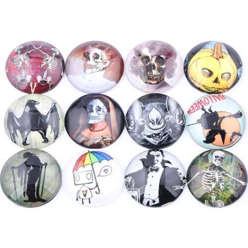 Mixed Halloween Pumpkin Photo Glass Cabochon 20mm 25mm 30mm Diy Flatback Handmade Jewelry Components