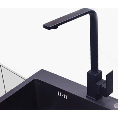 304 stainless steel black color kitchen faucets tap single hand hot and cold wash basin mixer water tap BL009