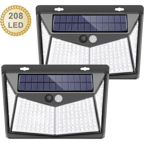 Solar Lamp 208 Led Light Outdoor Solar Lamp PIR Motion Sensor Solar Powered Sunlight Wall Street Light For Garden Decoration