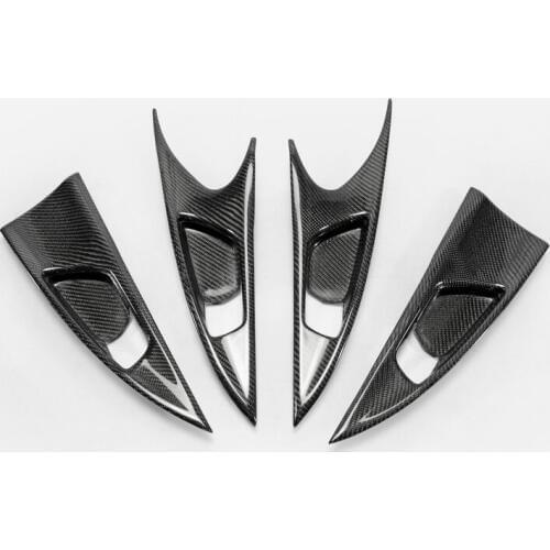 Car-styling Carbon Fiber Inner Door Pull Surround 4pcs LHD Glossy Finish Interior Control Cover Trim For Honda 10th Gen Civic FC