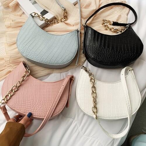 Fashion PU Leather Bag Alligator Pattern Shoulder Underarm Women Hobos Handbags Fashion Crocodile Pattern Mini Shoulder Bags