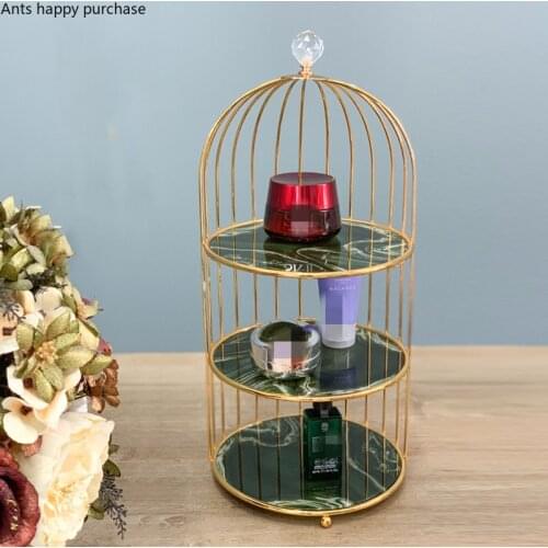 Three-tier Fruit Tray Marbling Metal Cake Stand Afternoon Tea Decorative Dessert Shelf Multi-layer Glass Plate Snack Display