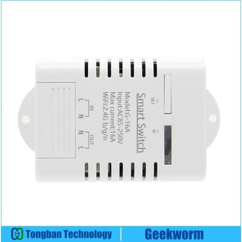 1-CH 16A AC 85V-250V WIFI Switch w/ Timing Delay/APP Control/Alex, WIFI Smart Relay Switch Module+ Case Kit for Smart Home
