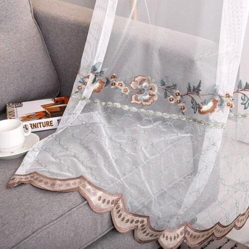 Embroidered White Tulle Curtains for Living Room European Voile Sheer Curtains for Bedroom Lace Window Treatment Drapes Decor