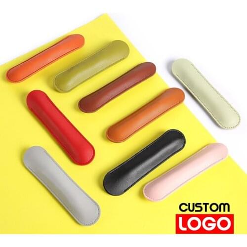 PU Leather Pencil Case Round Creative Simple Gift Pencil Case Stationery Pencil Case Solid Color Pencil Case Pen Case