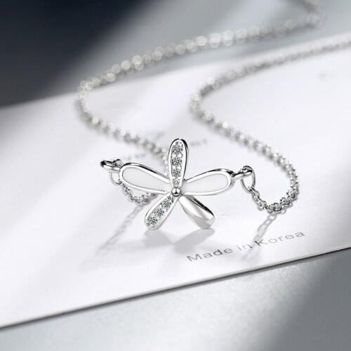 KOFSAC New Fashion 925 Sterling Silver Necklaces For Women Simple Cute Zircon Flower Pendant Jewelry Lady Party Accessories Gift