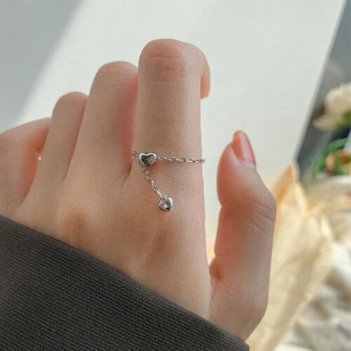 925 Sterling Silver Chain Pull Ring Female Fashion Design Gift For Women Trendy Boho Vintage Party 2021 Trend Fine Jewellery