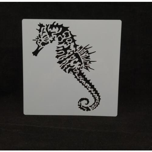 13*13 seahorse Layering Stencils for Diy scrapbook/photo album Decorative Embossing coloring,painting stencil,home decor