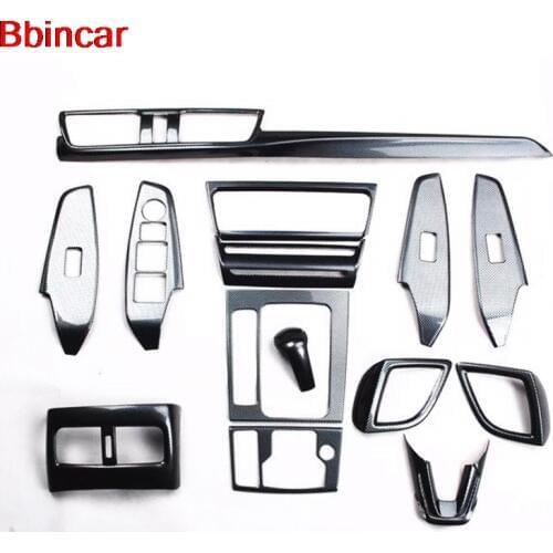 Bbincar Carbon Fiber Wood Paint Car Interior Front Rear Window Switch Air Vent Gear Shift Trim Cover 14pcs For Mazda3 Axela 2017
