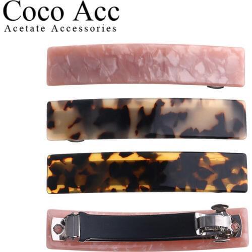 2019 wholesale simple acetate tortoise shell leopard print acrylic Korea hair barrette clips for women girls long thick hair