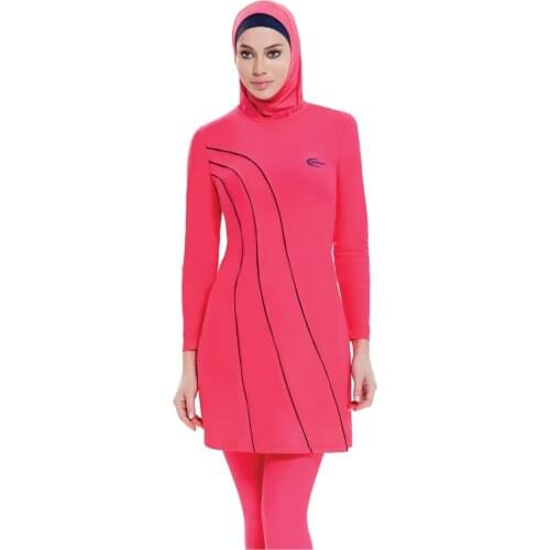 4025 coral Lycra Full Off Women Hijab Swimwear Turkish' Muslim Swimsuit Burkinis Modest Clothing Islamic Long Sleeves Hijab