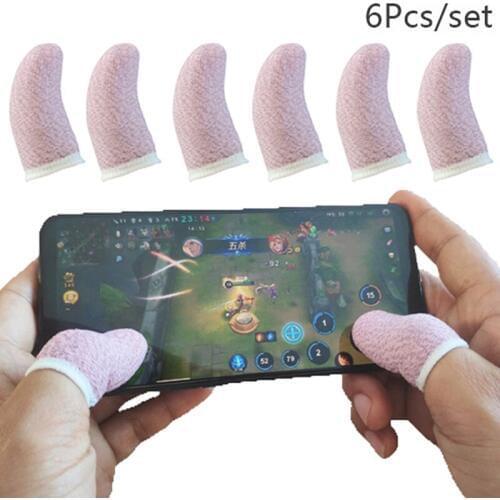 6Pcs Sweat-proof Mobile Game Thumb Finger Sleeve Touch Screen Sensitive Gloves