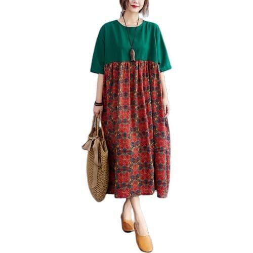 ARCSINX Oversized Womens Dress Plus Size 4XL 5XL 6XL Patchwork Casual Dresses For Women Short Sleeve Sundresses Woman 7XL 8XL