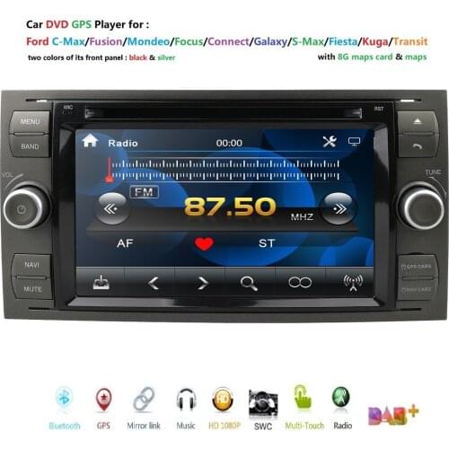 2 Din Car DVD GPS Radio Multimedia Video Player For Ford Focus Mondeo Transit C-MAX Fiest GPS RDS Steeling Wheel Control HD1080P