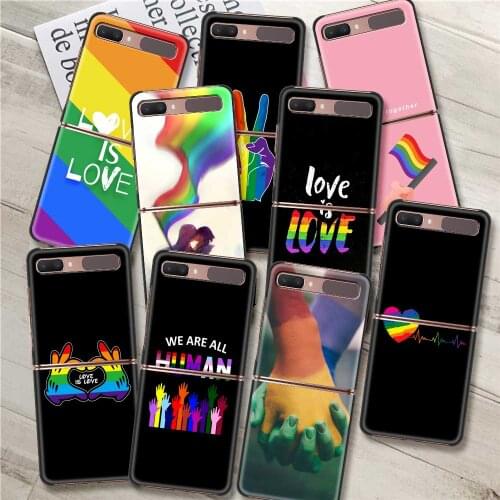 Gay Lesbian LGBT Rainbow Phone case For Samsung Galaxy Z Flip3 5G Z Flip caso Fundas coque Hard Black Bumper Material Smartphone