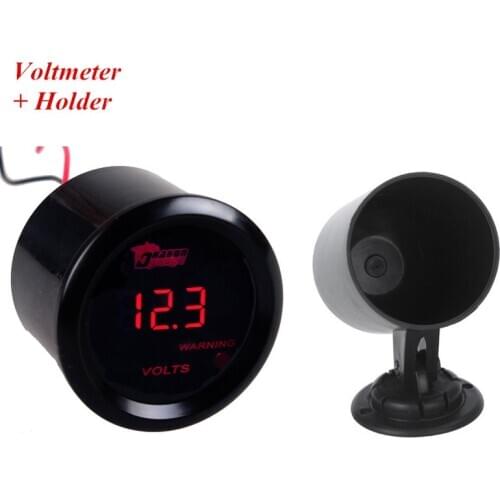 EE support 2" 52mm Black Cover Car Accessories Universal Digital Clock Red LED Voltage Gauge Volt Meter + Pod Holder