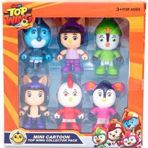 6pcs/set Top Wing Action figure Toy Set Dolls Boys Girls Back of the car Flying Adventure Aircraft Topwing For Friends
