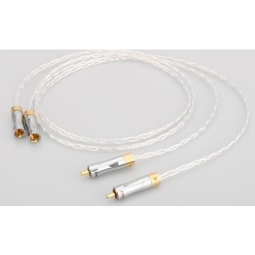 Hifi 8N OCC Copper Silver Plated RCA to RCA Cable RCA plug to rca Male audio Cable