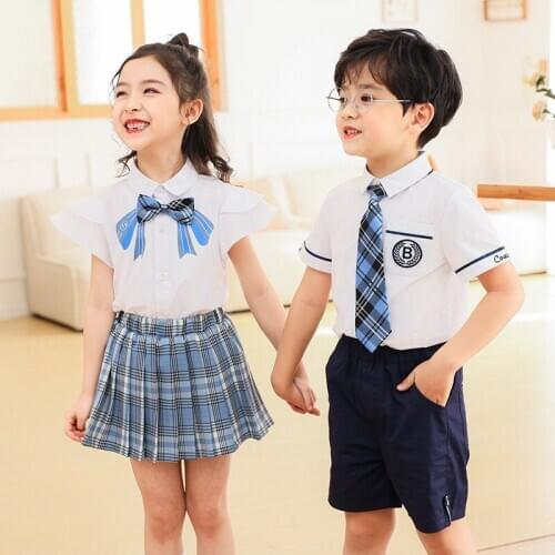 Jk uniform childrens primary school uniforms boys girls summer short-sleeved middle school students British college style suit