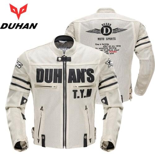 DUHAN Motorcycle Jacket Mens Breathable Mesh Racing Patrol with Removable Protector Summer Moto Jacket