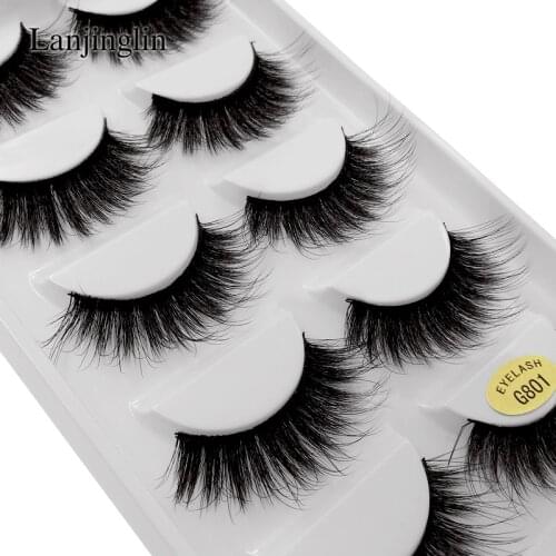 LANJINGLIN 10 boxes / lot mink eyelashes natural long false eyelashes 100% handmade soft 3d mink lashes makeup faux cils G801
