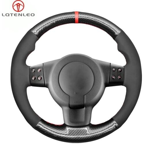 LQTENLEO Black Suede Carbon Fiber Steering Wheel Cover For Seat Leon (1P) FR Leon (1P) Cupra 2005-2009 Ibiza (6L) FR 200-2009