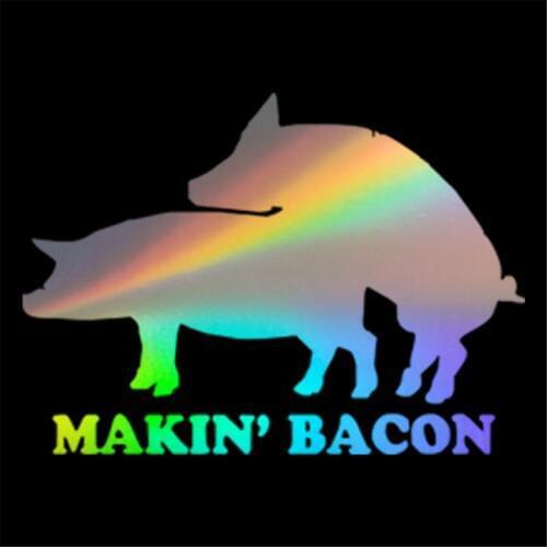 Makin' Bacon Vinyl Decal Funny Car Truck Sticker Backyard Grilling Pig Decal