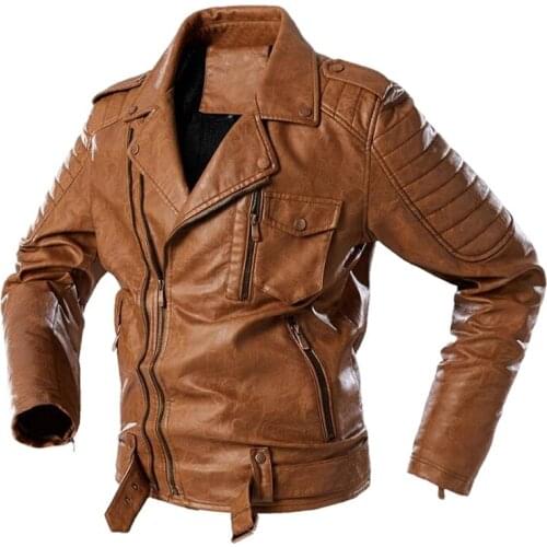 Male Fleece PU Leather Coats Men Leather Jackets Casual Zippper Winter Warm Cool Moto Men Vintage Motorcycle Jacket Outerwear