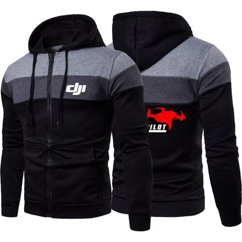 Autumn Men Dji Mavic Pilot Logo Wild Warm Fashion Harajuku Zipper Hooded Sweatshirts Style Male Top Coats