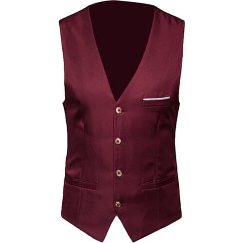 Men Waistcoat Plus Size Classic Formal Business Solid Color Suit Vest Single Breasted Business Sleeveless Waistcoat жилет