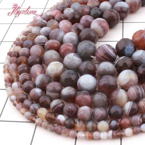Natural Botswana Agates Faceted Round Bead Multicolor 4/6/8/10mm Stone Beads For DIY Bracelet Necklace Jewelry Making Strand 15"