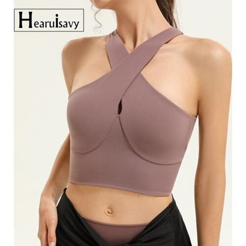 New Shockproof Running Sports Bra Woman Cross Straps With Pad Yoga Crop Top Gym Fitness Workout Underwear Casual Clothes