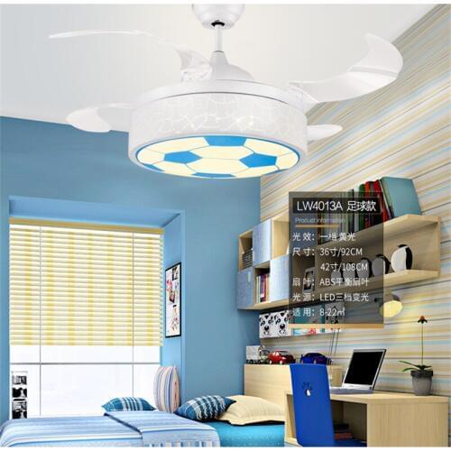 Ceiling fans lamp 42 inch 108cm LED children room boy football remote control 3 color ceiling fan light girl princess lamp pink