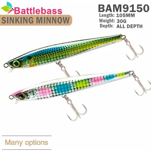 BATTLEBASS 2021 NEW 1 pcs Bait Bionic Bait Long Cast Submersion Mino Sea Fishing Fake 105mm/30g White Perch with Bump Bass