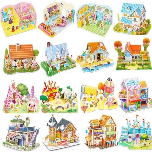 Attractive Cartoon New Castle Zoo Botanical Garden Princess House 3D Paper Model Learning Educational Toys for Children Kid Gift