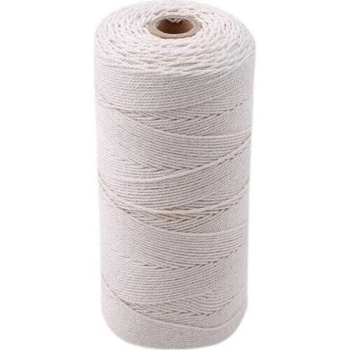 Cotton Cord Decoration Rope Soft Braided 1-3mm Beige Cotton Rope Hand Woven Drawstring 200-400M