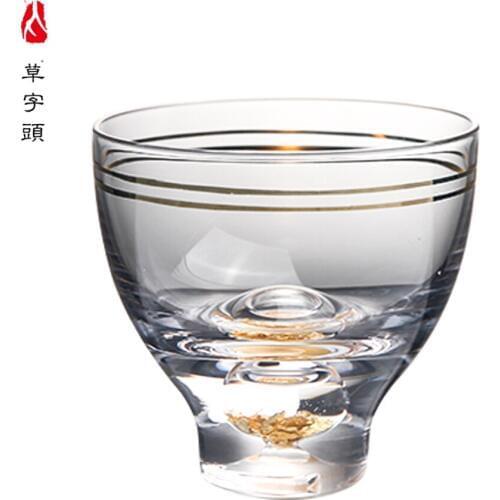 Transparent crystal mouth single gold side teacup 90ml 501105-1