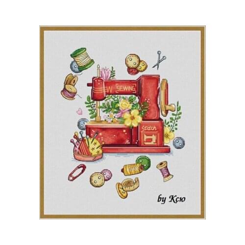Happy sewing machine Needlework,For Embroidery,DIY 14CT Unprinted Arts Cross stitch kits Set Cross-Stitching Home Decor