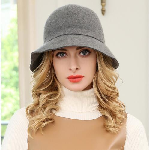 Korean Version Wool Elegant Fedoras Hat Dome Short Brim Fedora Hats Female British Retro Autumn Winter Bowknot Basin Cap H6834