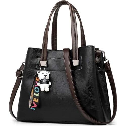 2020 Fashion Women Handbags PU Leather Totes Bag Top-handle Crossbody Bag cute Bear Shoulder Bag Simple Ladies Style Hand Bags
