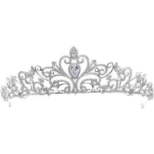 Gorgeous Wedding tiara Full AAA CZ Cubic Zirconia Crowns Pageant Hair Accessories Jewelry Birthday Party Headpiece CH10220