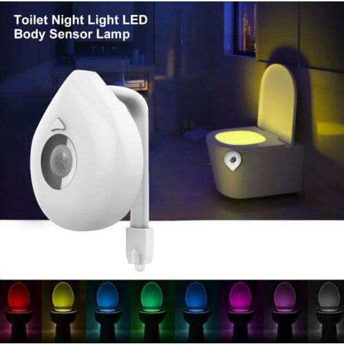 8 Colors Toilet Night Light Smart PIR Body Motion Sensor LED Toilet Seat Lamp Toilet Bathroom Bowl Motion Activated Night Lamp