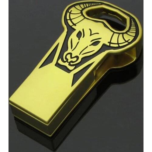 Pen Drive 256GB Gold/Rose Gold Metal Bull Head USB Flash Drive 8GB 16GB 32GB 64GB 128GB Pen Drive USB Memory Stick Memories Disk